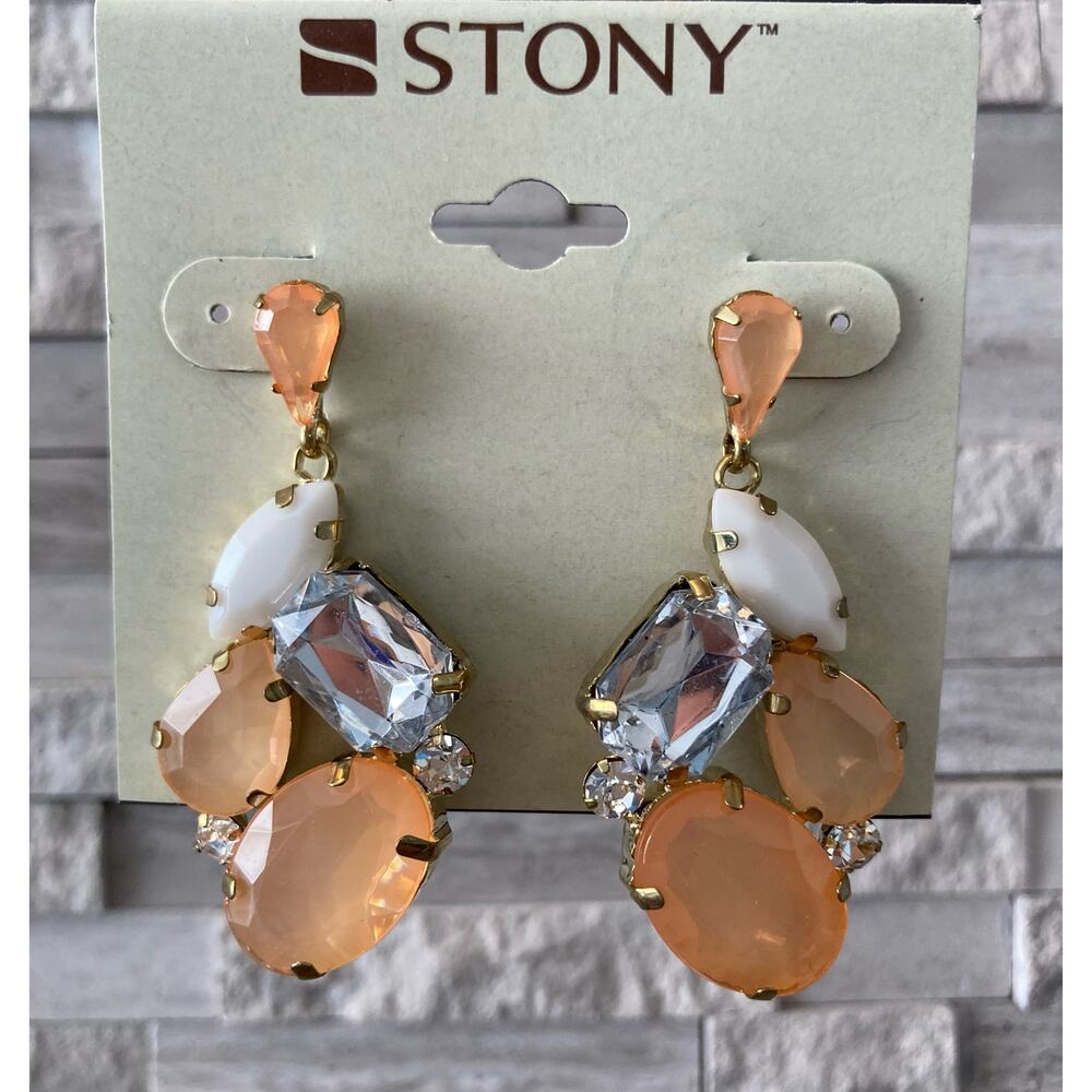 Earrings Peach and White